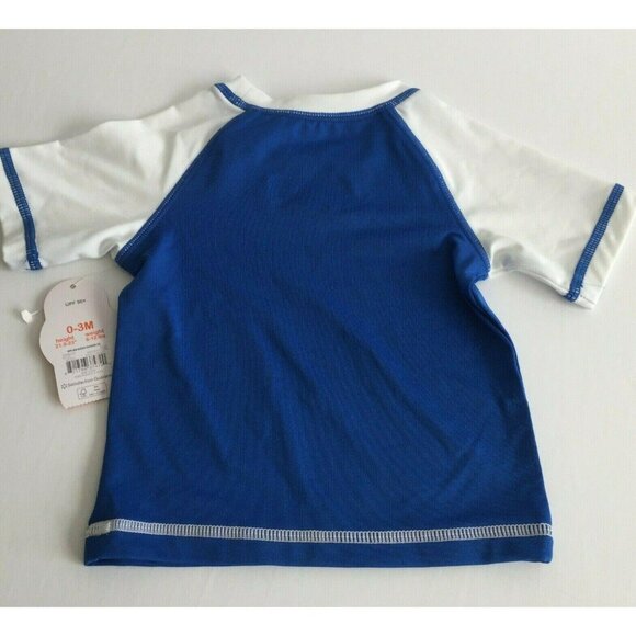 Wonder Nation Baby Boys UPF 50+ Rash Guard Shirt 0-3M Blue/White - Picture 2 of 4
